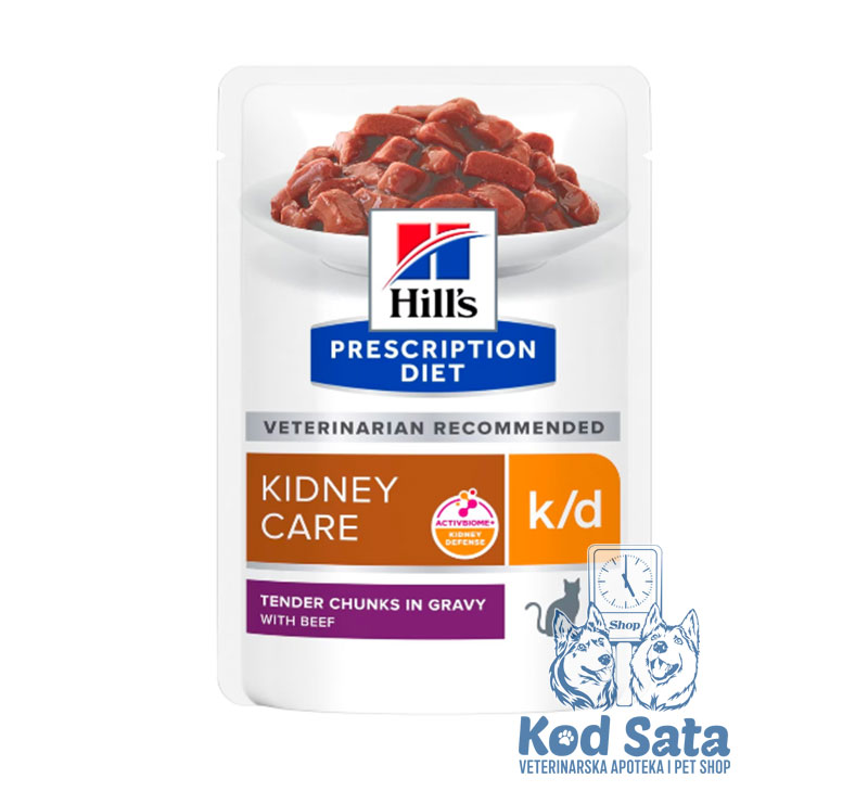 Hill's K/D Kidney Care, Vlažna Hrana Za Mačke Za Negu Bubrega, Sa Govedinom