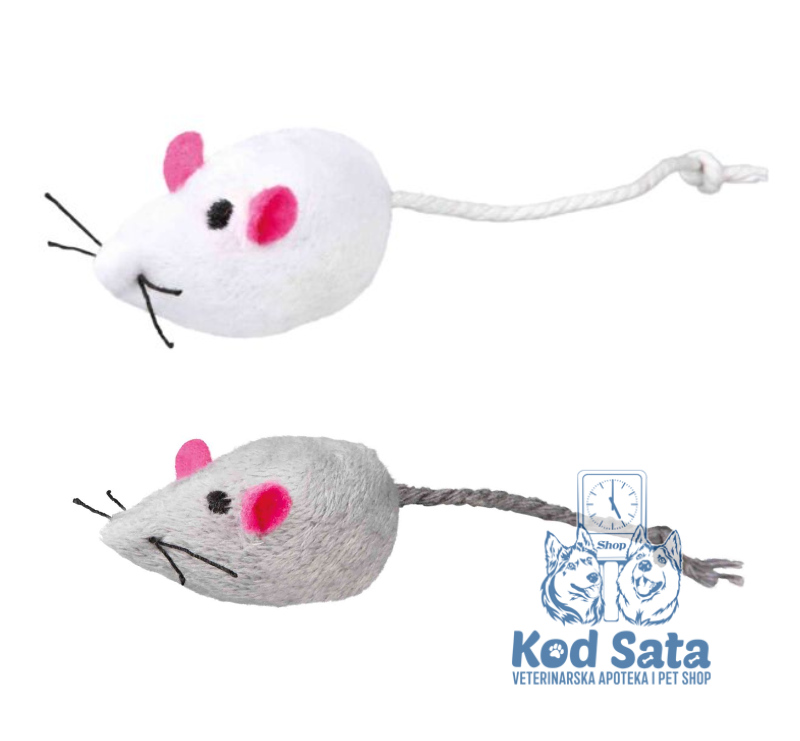 Trixie - Igračka Za Mačke Set Dva Plišana Miša Sa Zvoncem 5cm
