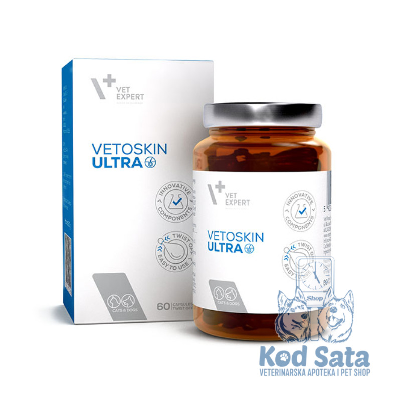 Vet Expert Vetoskin Ultra Za Pse i Mačke Sa Dermatološkim Problemima, 60kaps.